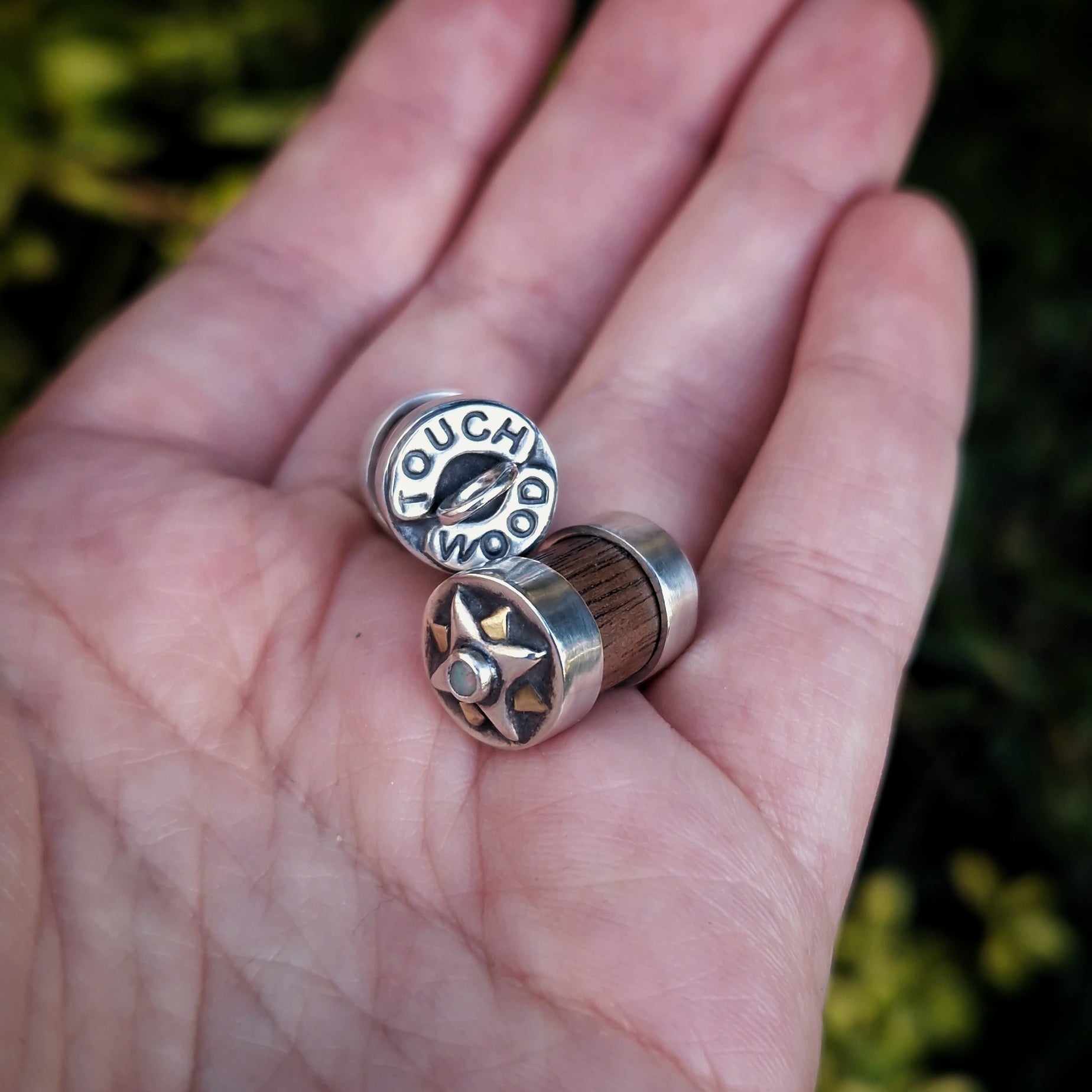 Handmade touch wood star charm for good luck and protection