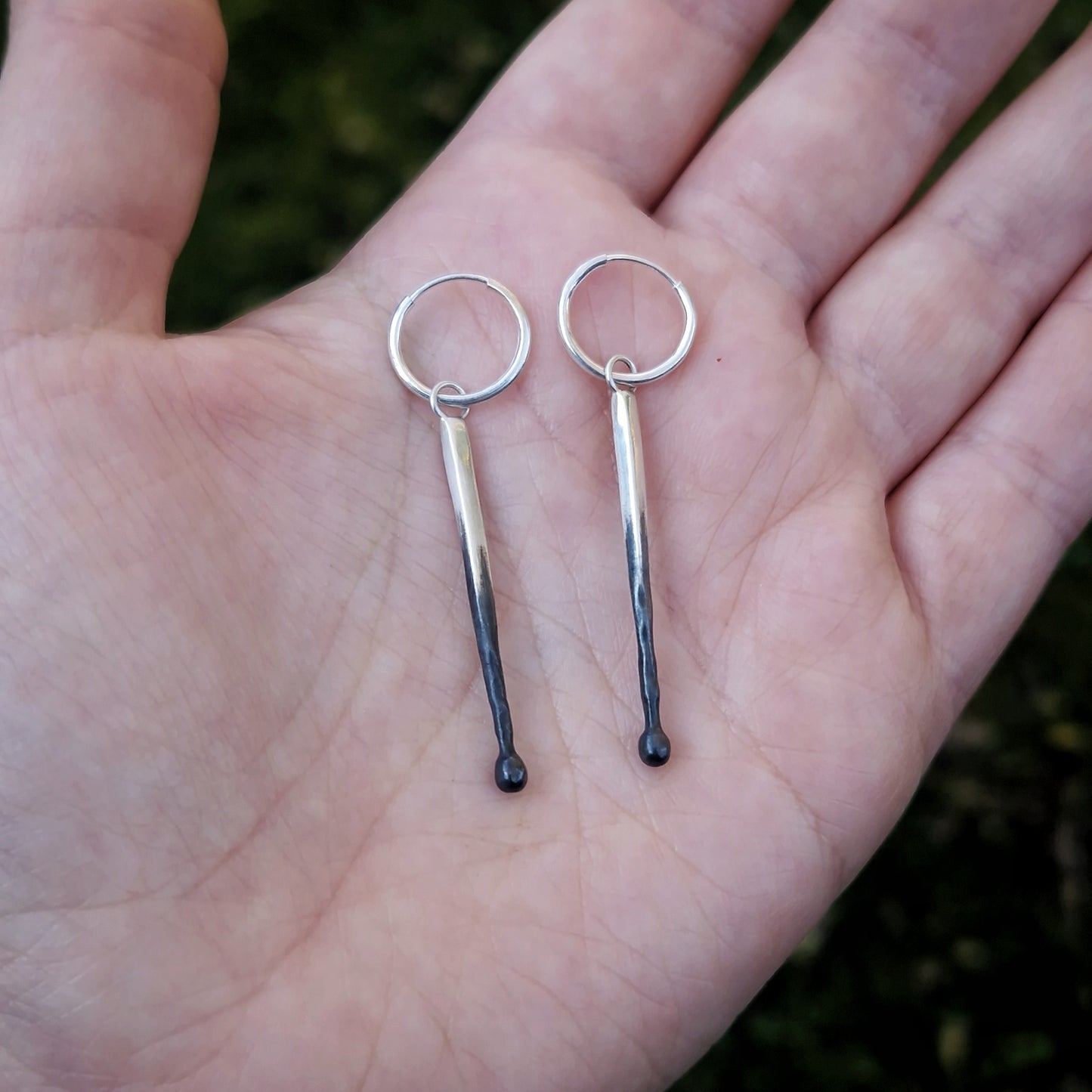 Silver Burnt Match Earrings (single or pair)