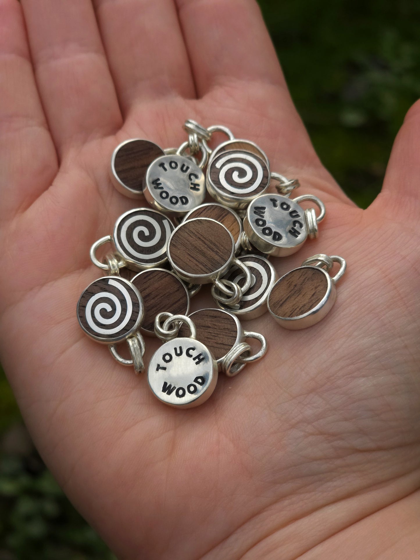 'Touch Wood' Silver Necklace Token