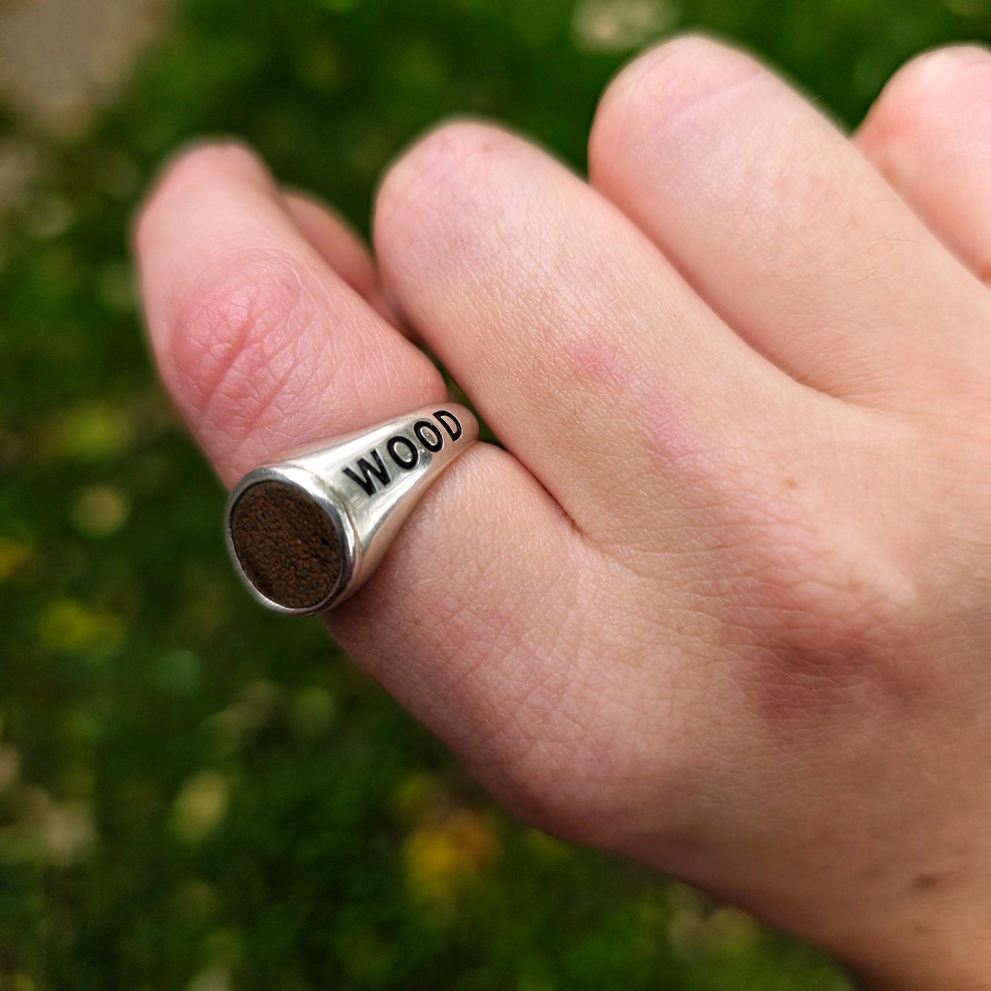 'Touch Wood' Silver Spiral Signet Ring