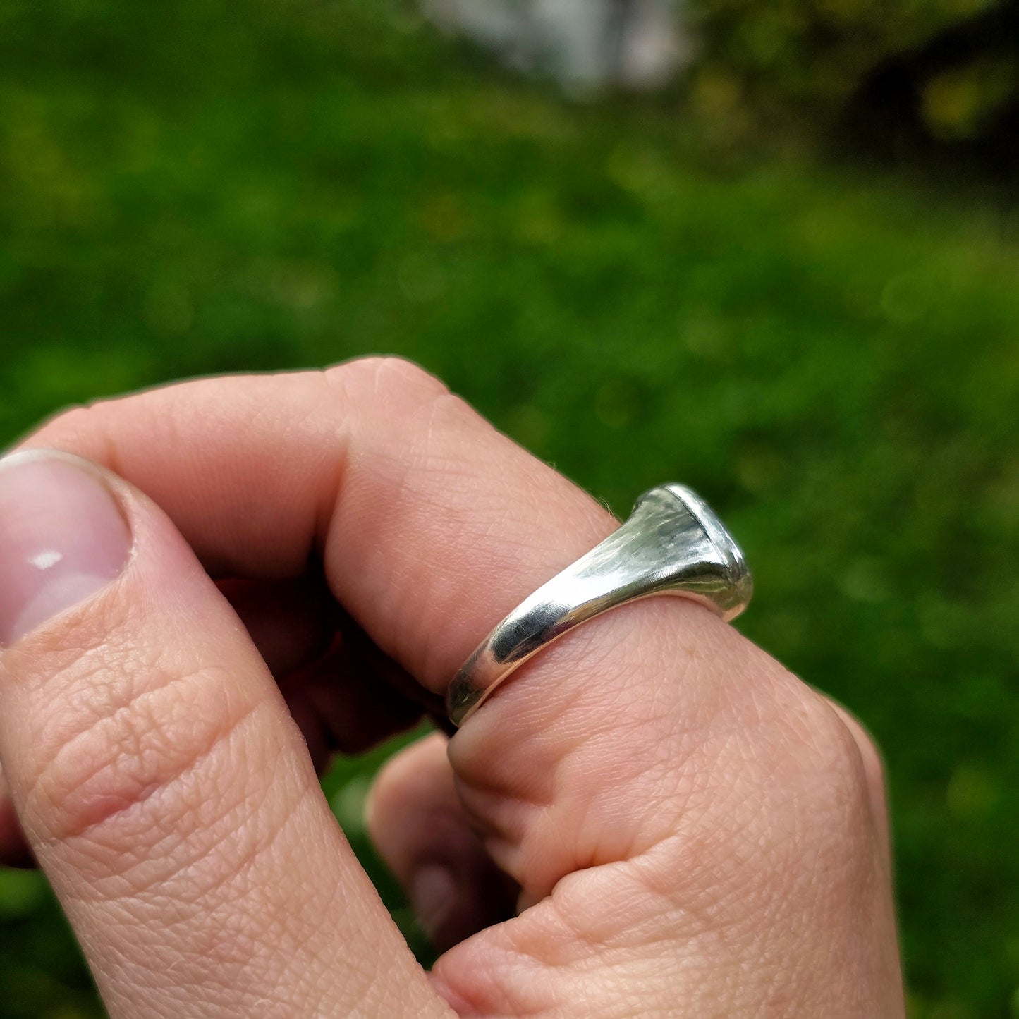 'Touch Wood' Silver Spiral Signet Ring