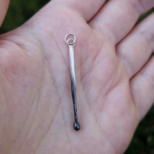 Silver Burnt Match Necklace Charm