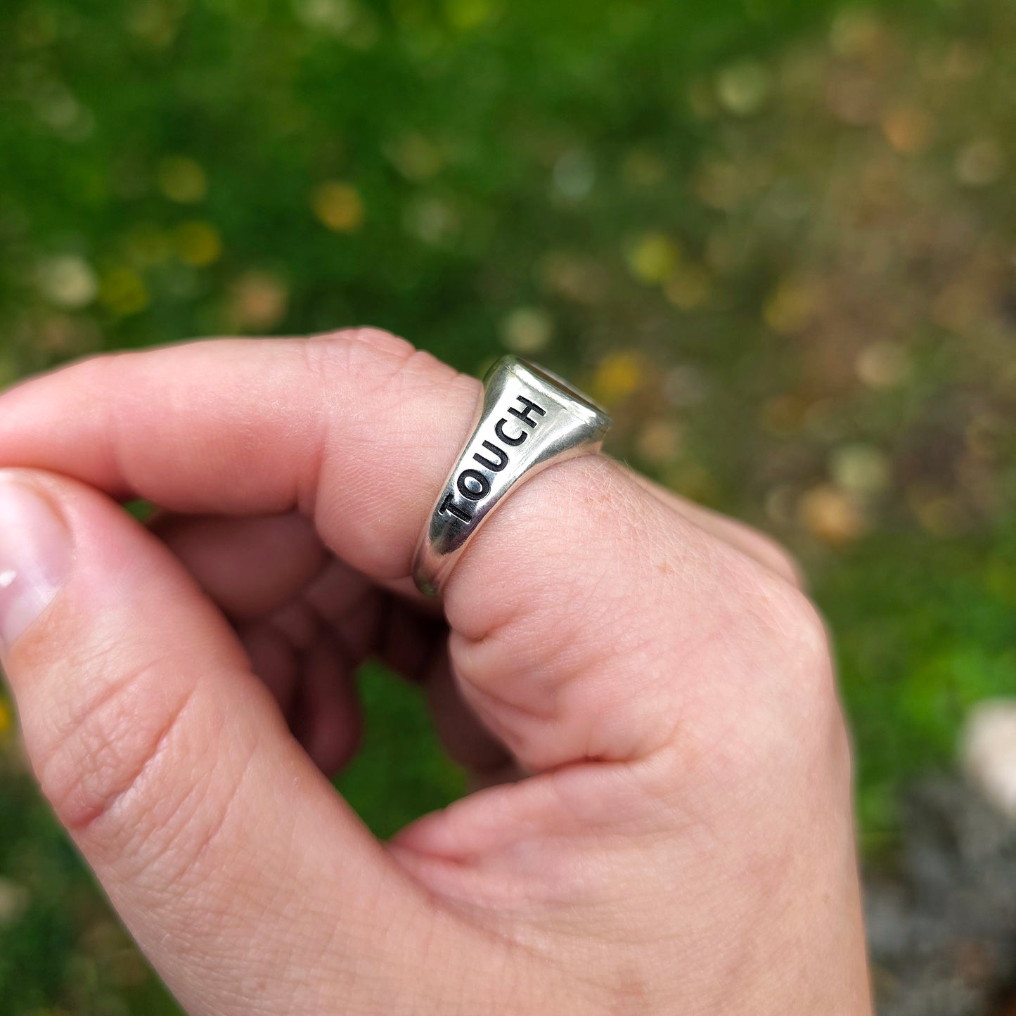 'Touch Wood' Silver Spiral Signet Ring