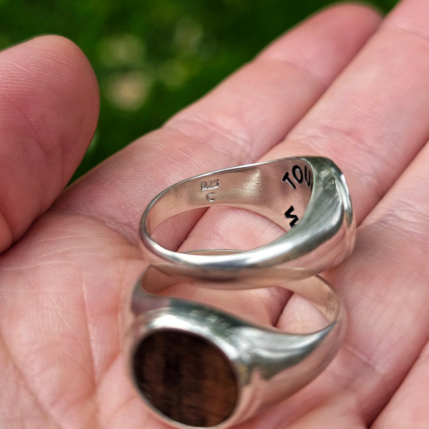 'Touch Wood' Silver Spiral Signet Ring