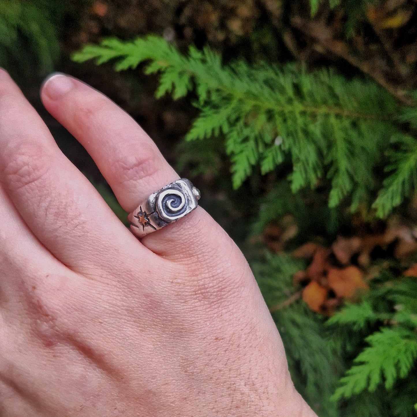 Silver Spiral Ring with Tourmaline