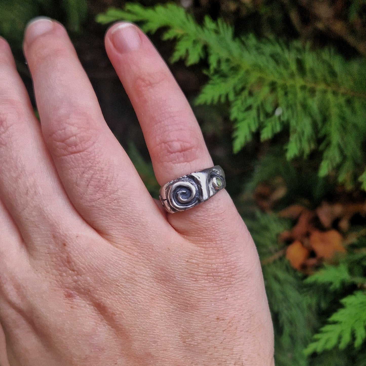 Silver Spiral Ring with Tourmaline