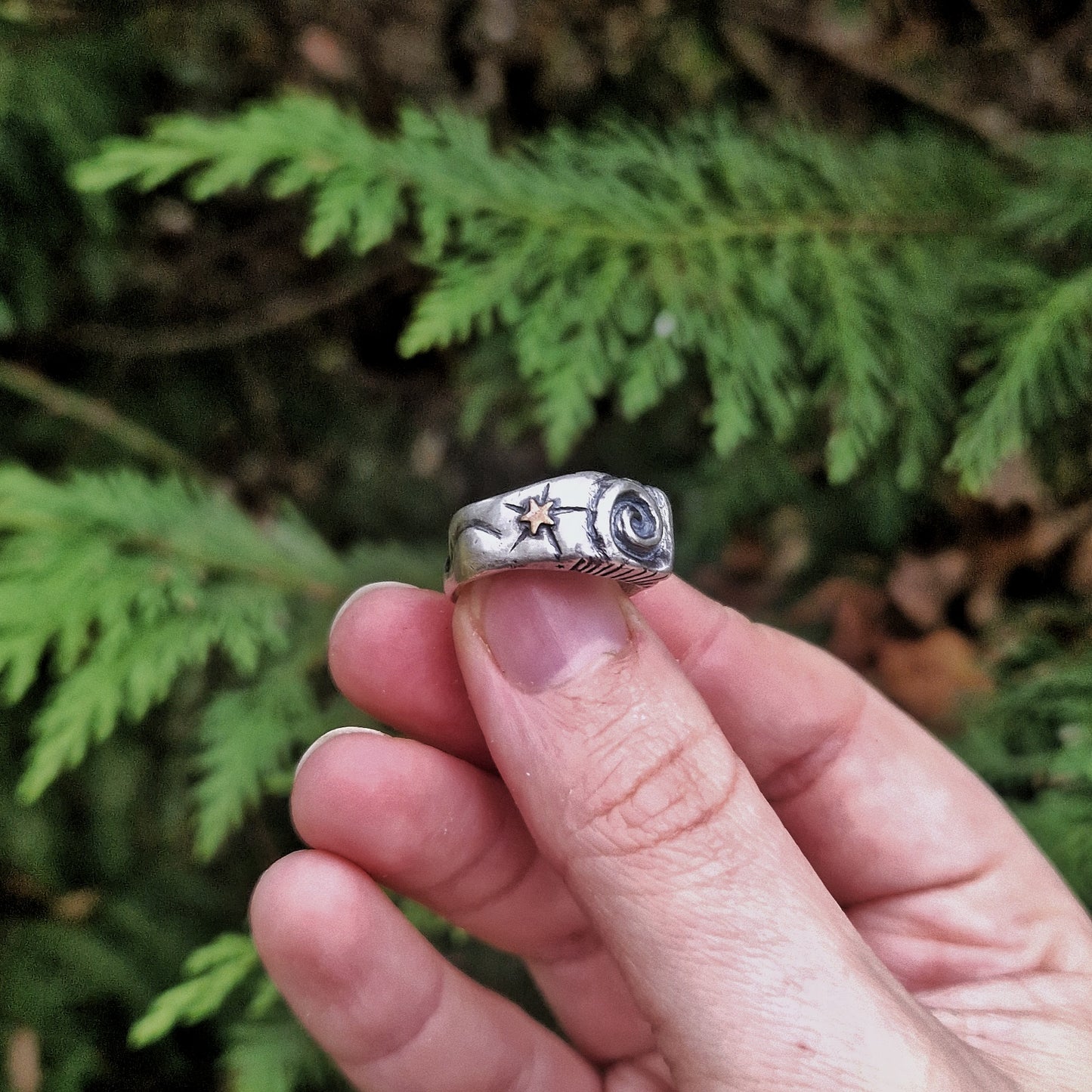 Silver Spiral Ring with Tourmaline