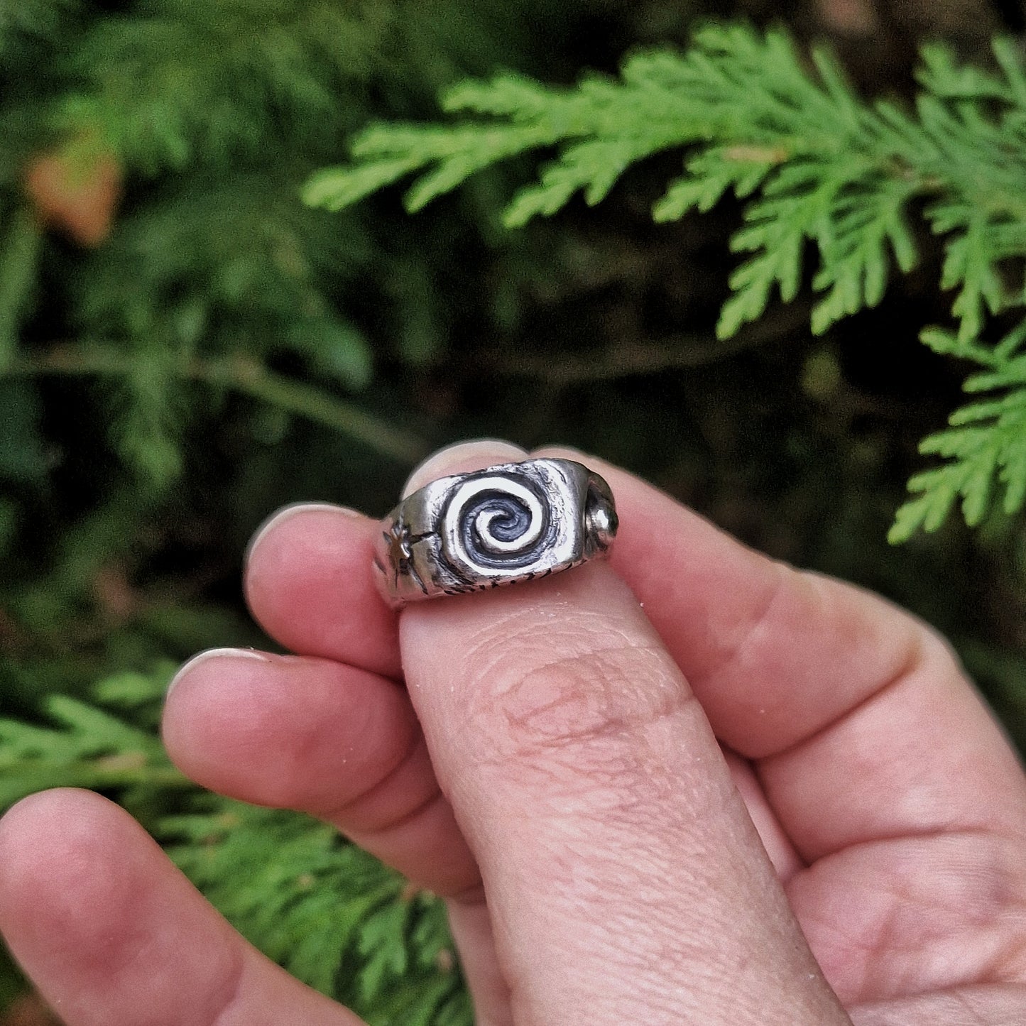 Silver Spiral Ring with Tourmaline