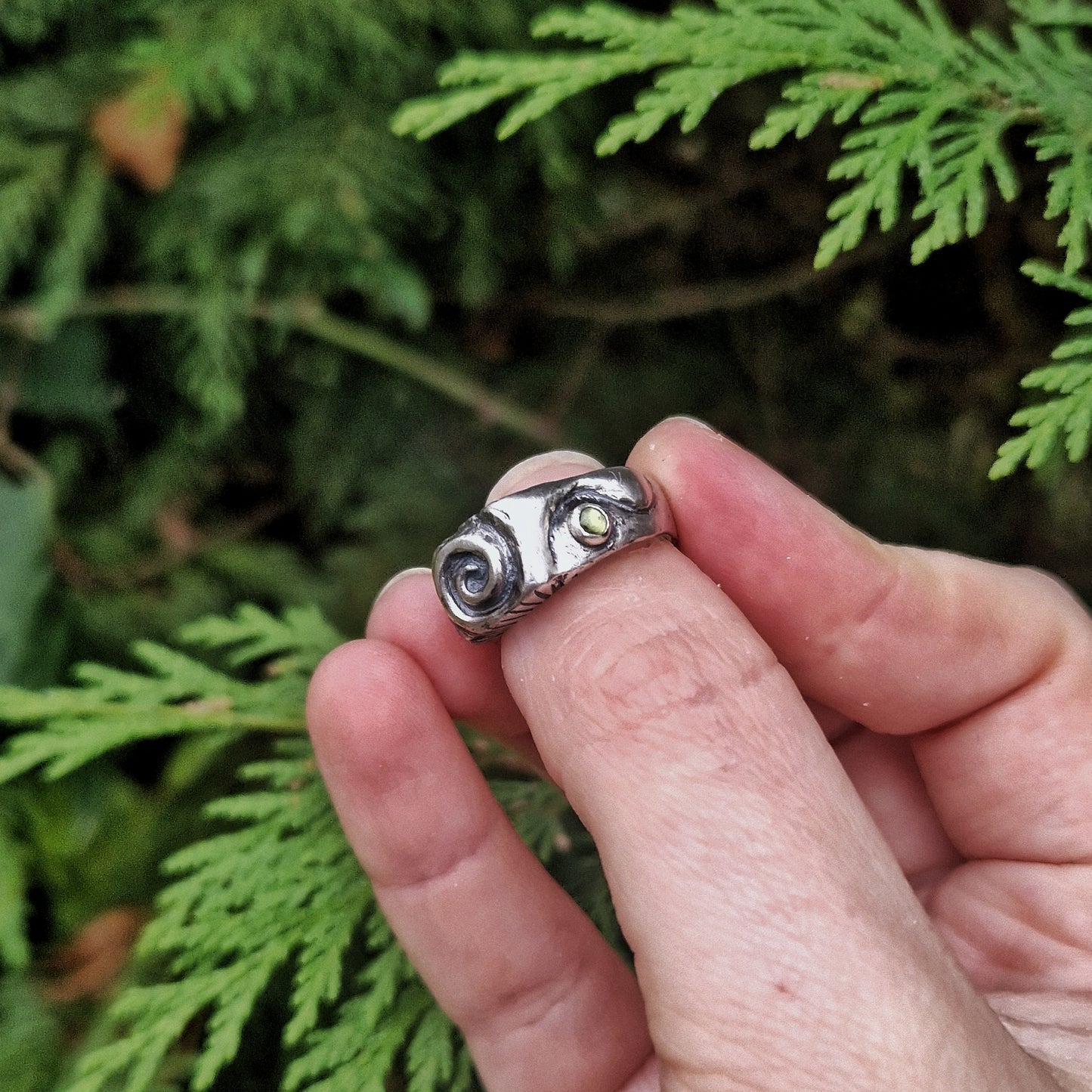 Silver Spiral Ring with Tourmaline