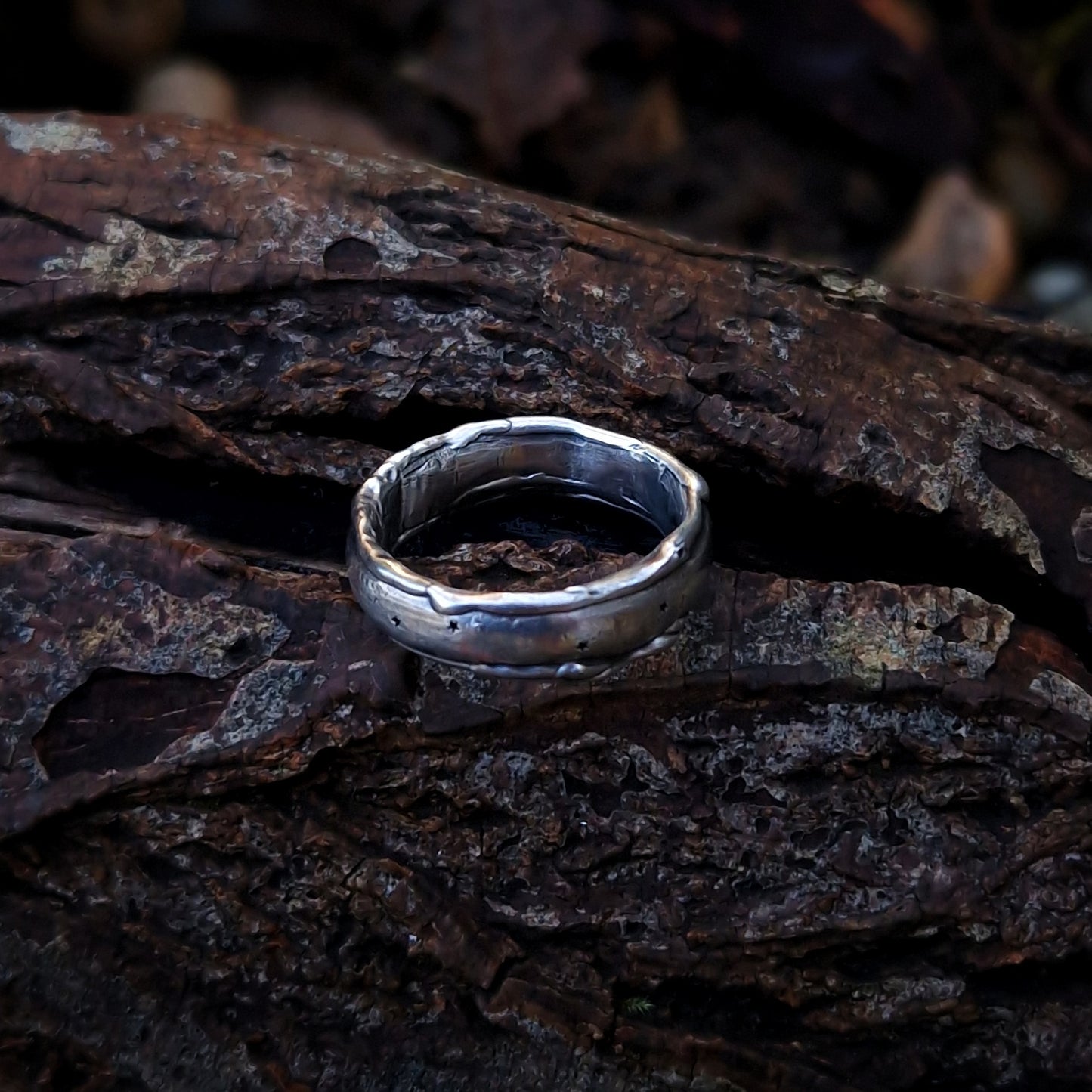 Silver Astral Star Stamped Ring