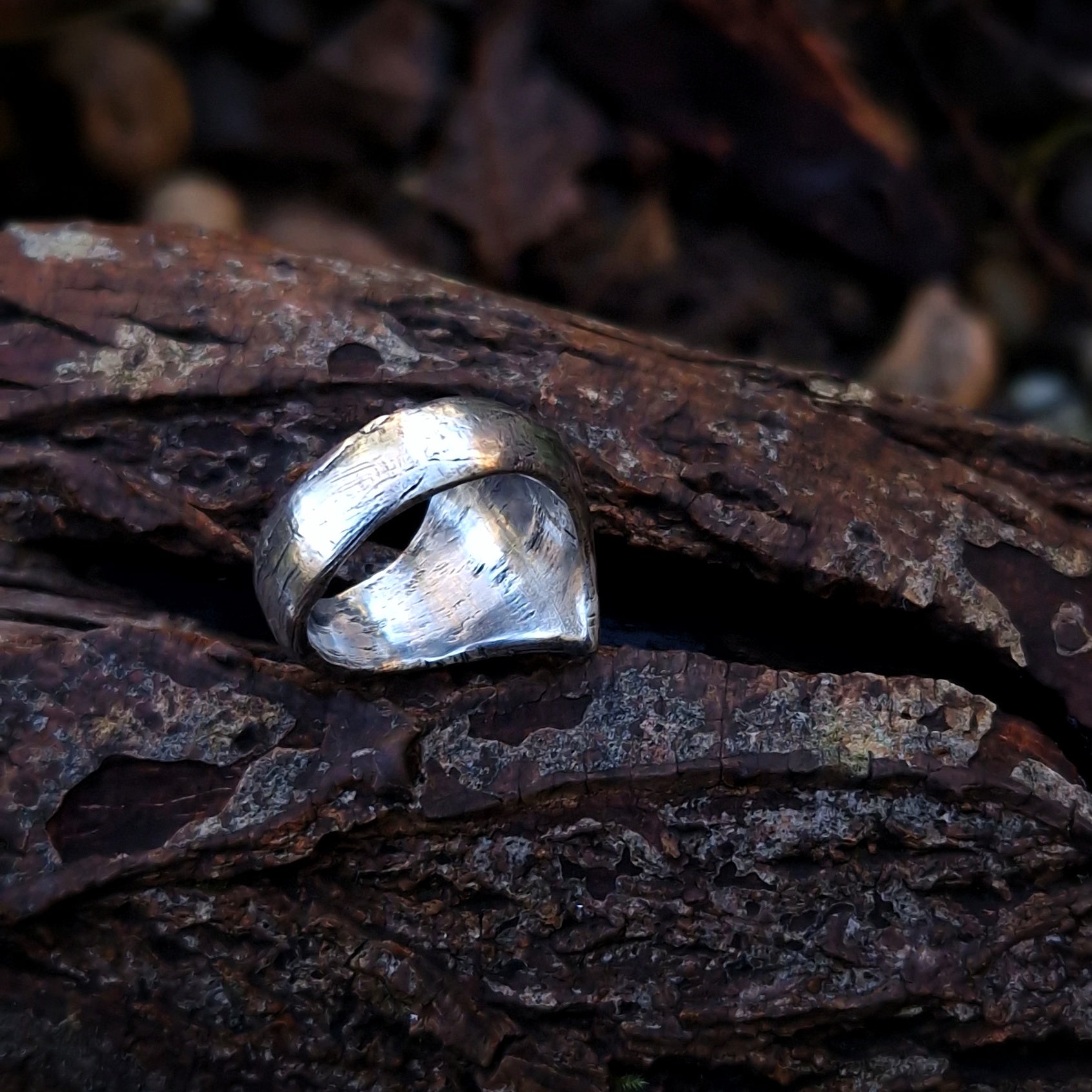 textured silver ring