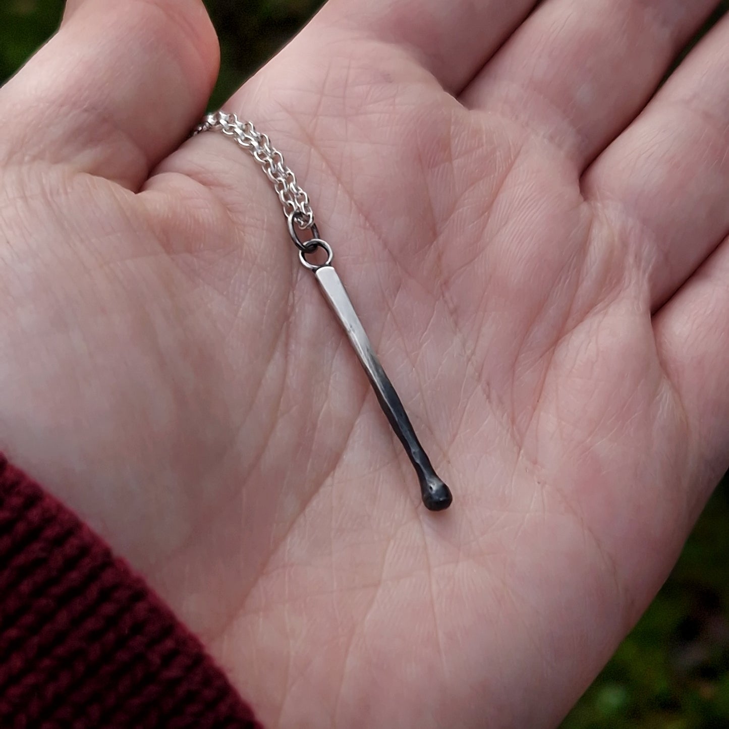 Silver Burnt Match Necklace Charm