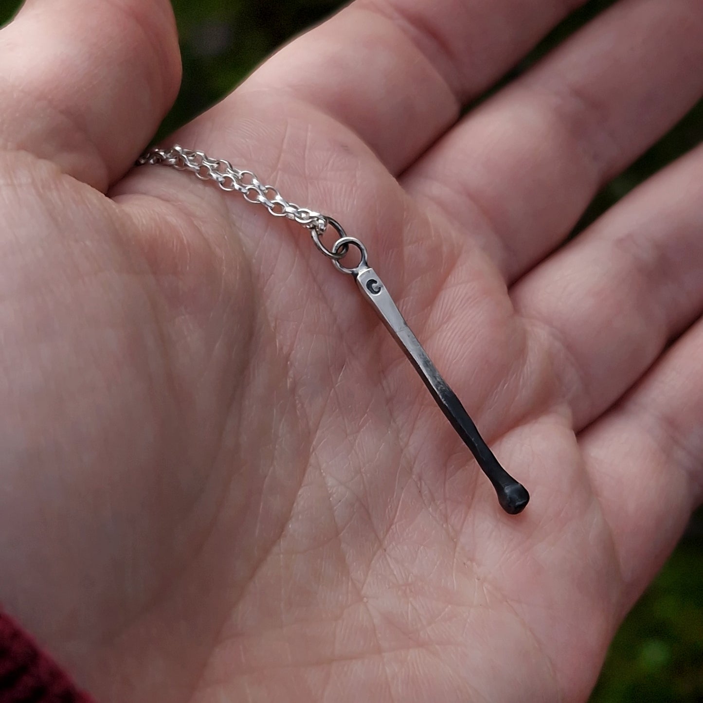 Silver Burnt Match Necklace Charm