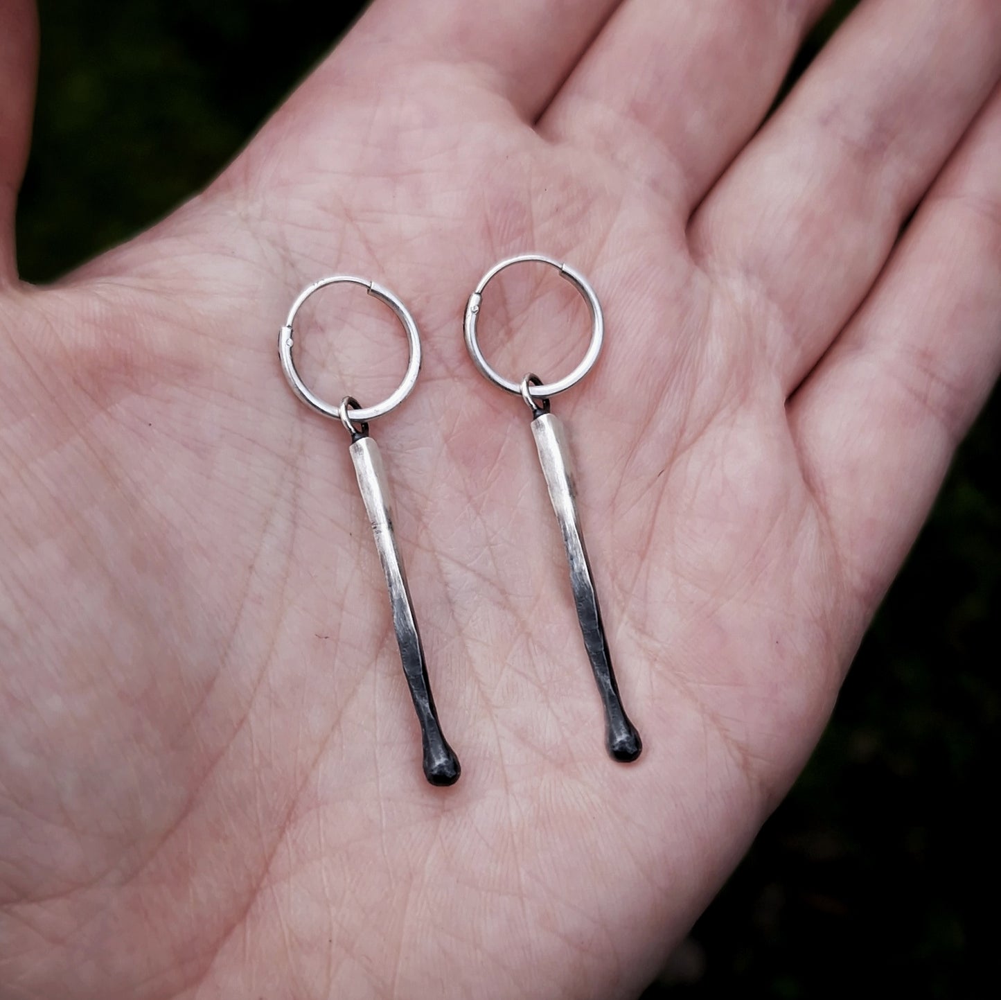 Silver Burnt Match Earrings (single or pair)