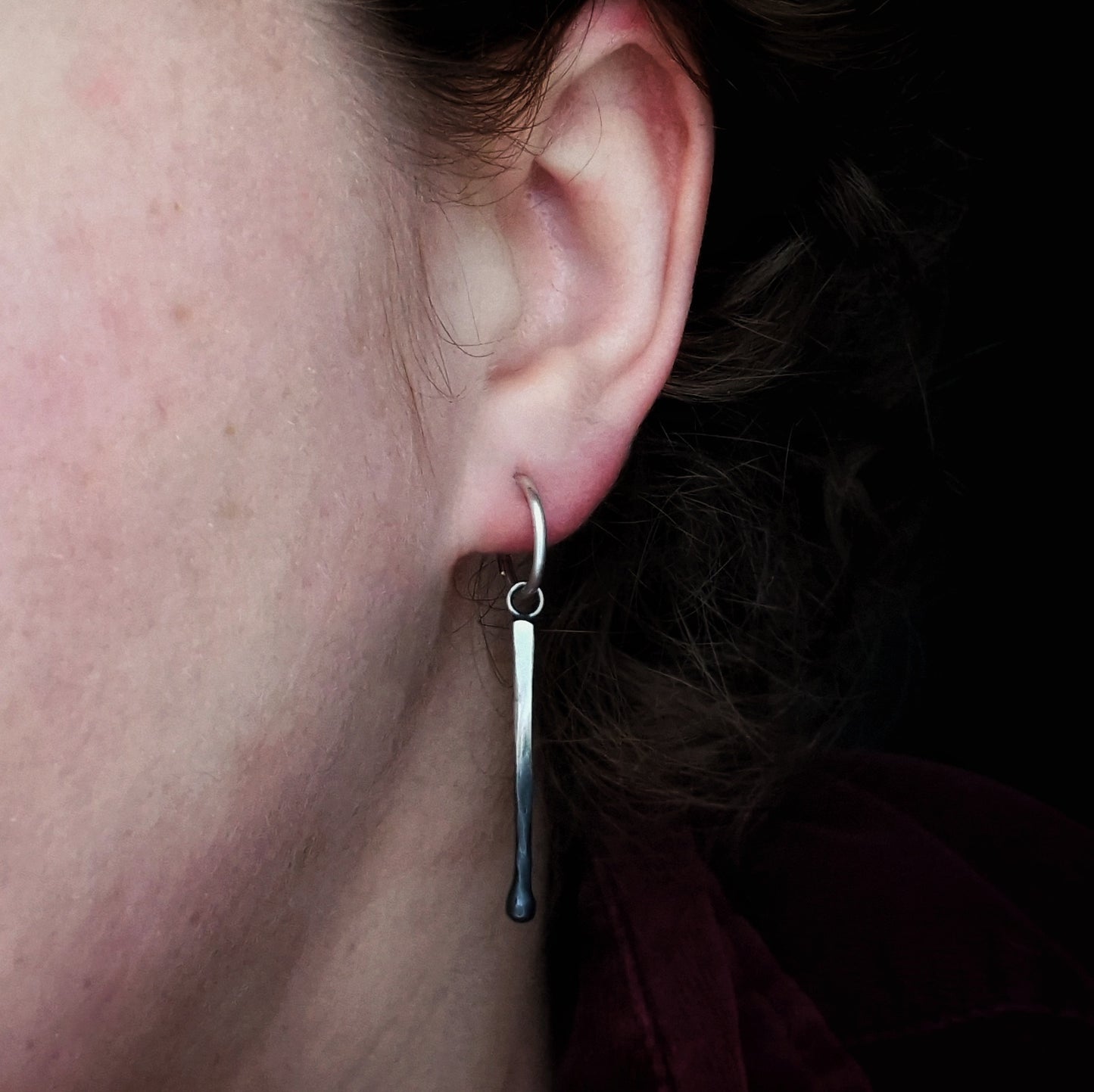 Silver Burnt Match Earrings (single or pair)