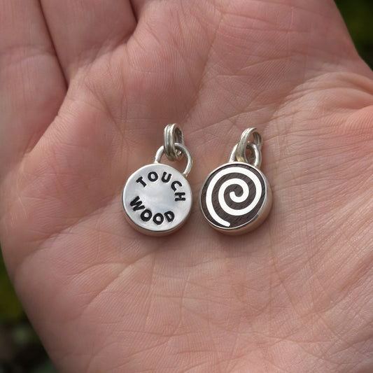 'Touch Wood' Silver Spiral Necklace Token