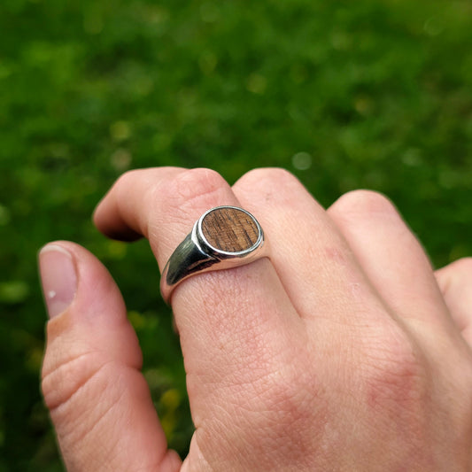 'Touch Wood' Silver Signet Ring