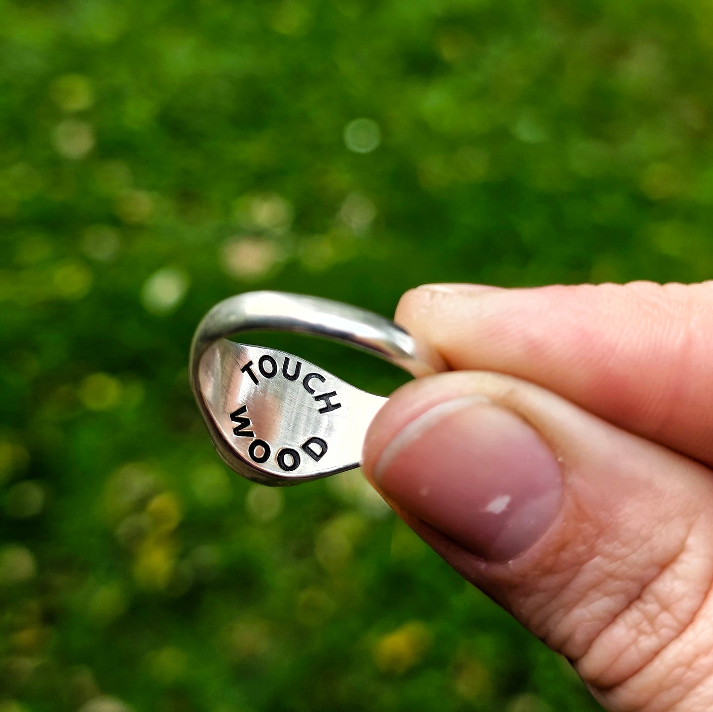 'Touch Wood' Silver Spiral Signet Ring