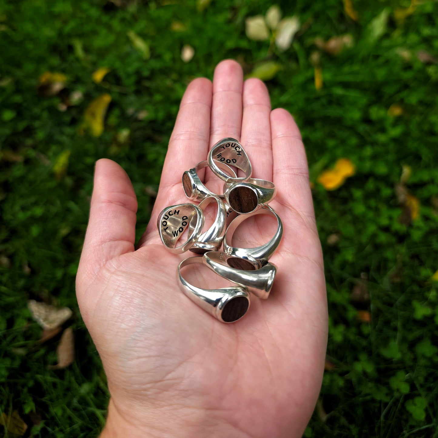 'Touch Wood' Silver Signet Ring (size V)