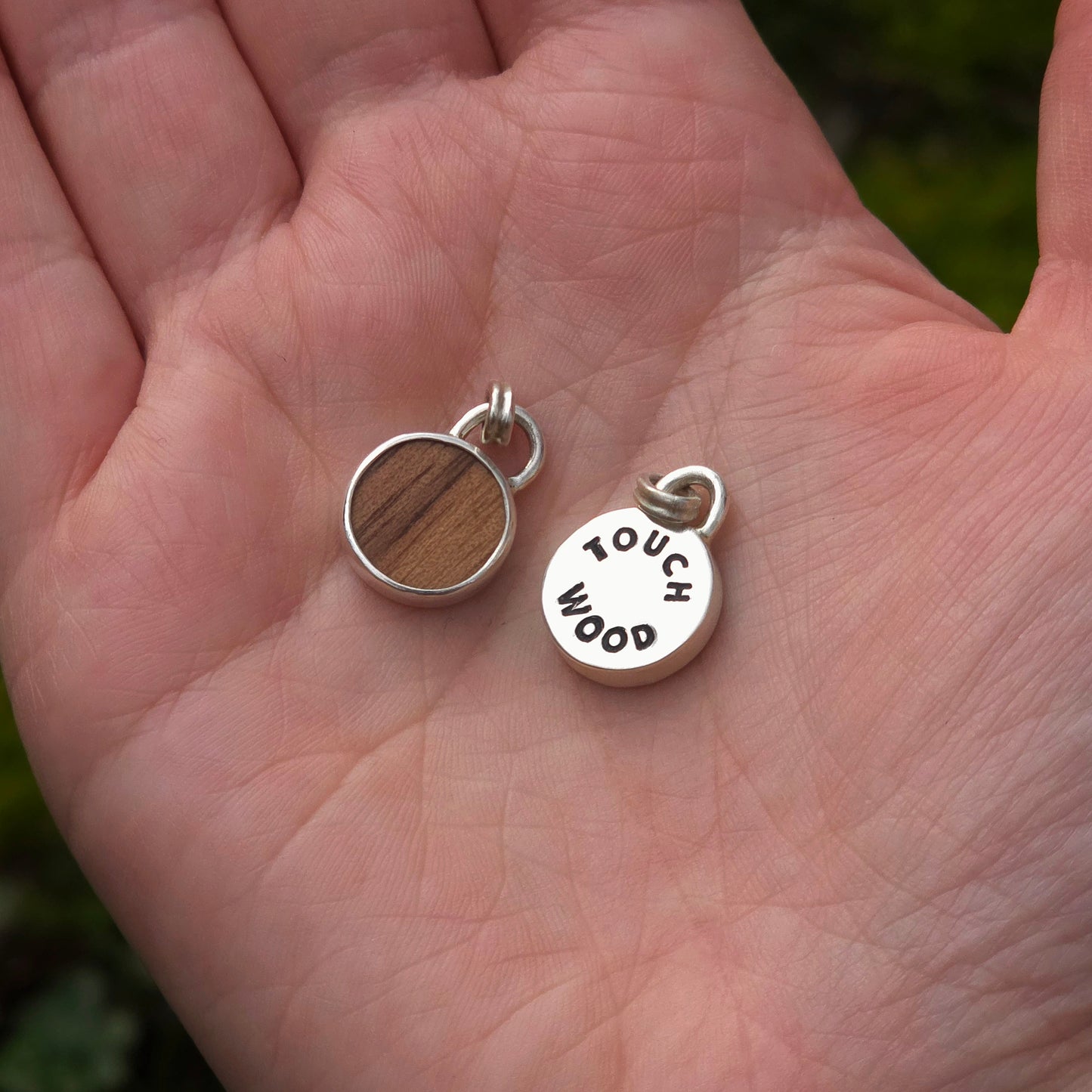 'Touch Wood' Silver Necklace Token